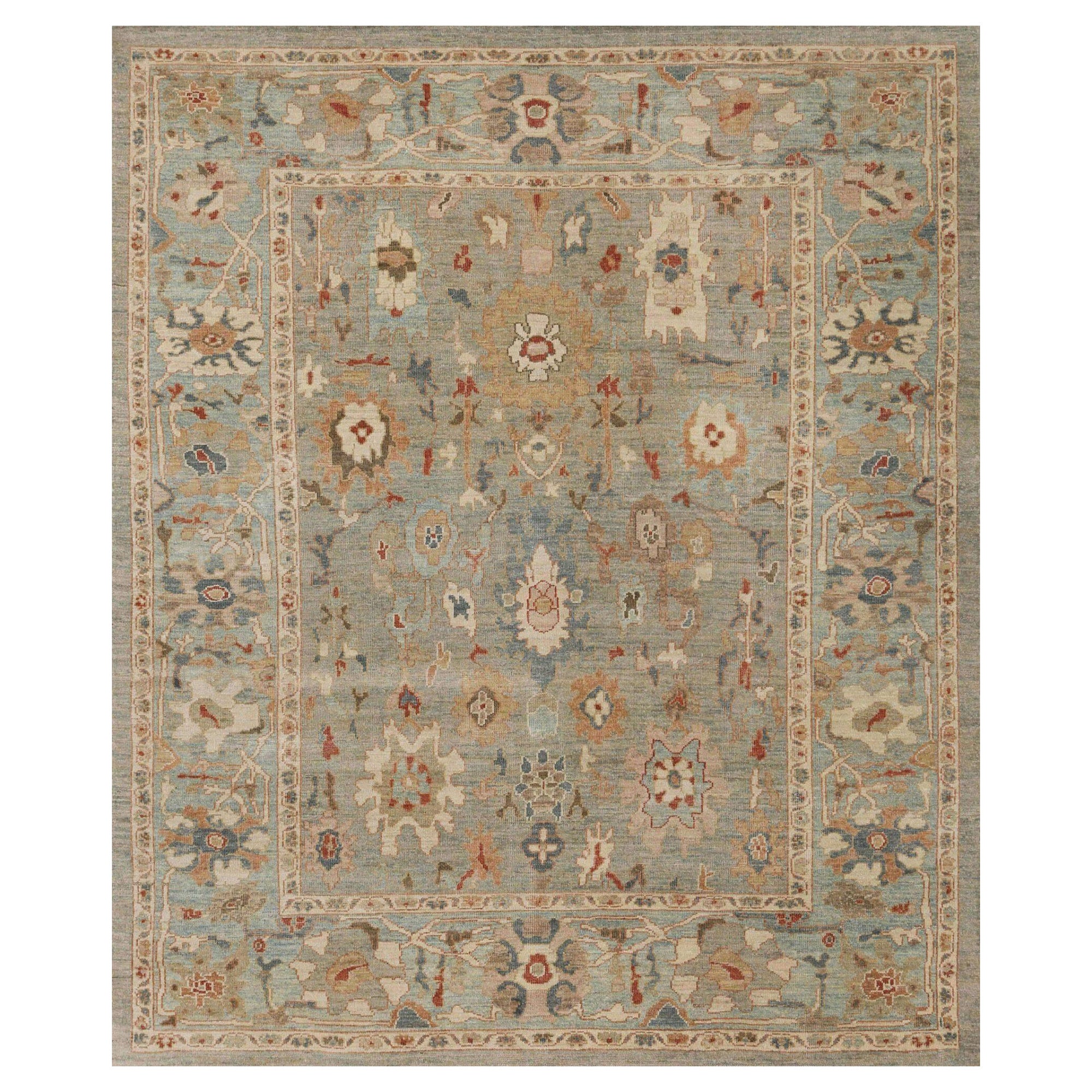 Sultanabad-Teppiche aus Wolle in Hellblau, Afghanistan, 95889