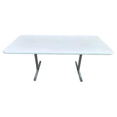 Mid-Century Modern Post Modern Outdoor Patio Dining Table Fiberglass White