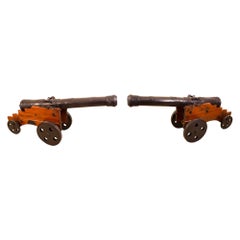 Vintage Pair Decorative 6ft Bronze Artillery Cannons 20th Century