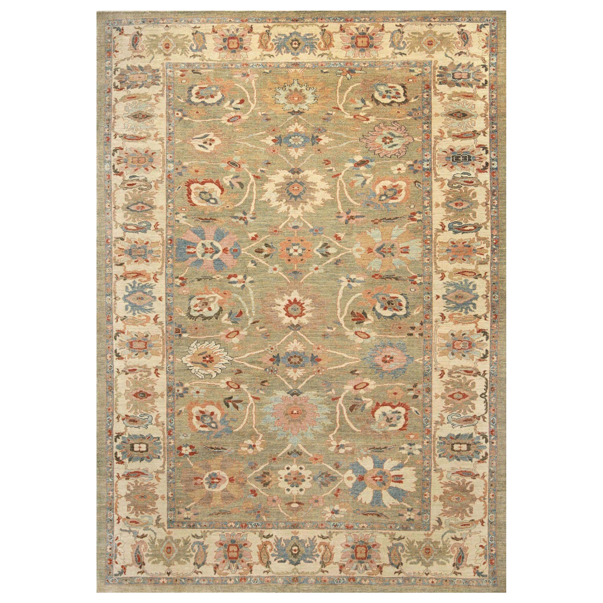 Sultanabad-Teppiche aus Afghanistan - Wolle in Grün mit grünem Design - 95906