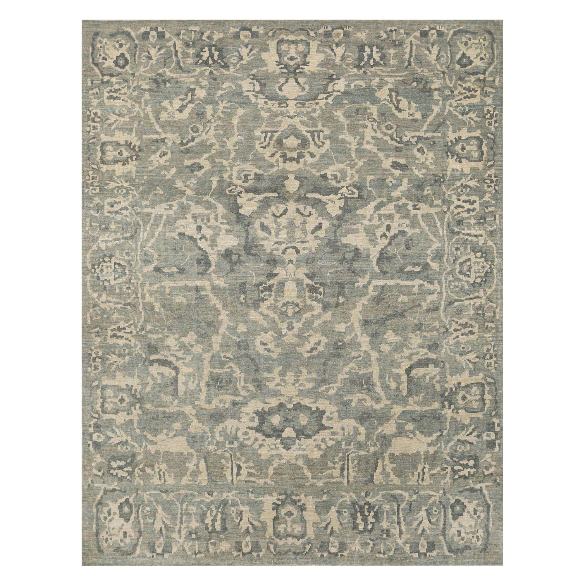 Afghanistan Sultanabad Area Rugs - Wool Gray Ivory Design - 95907