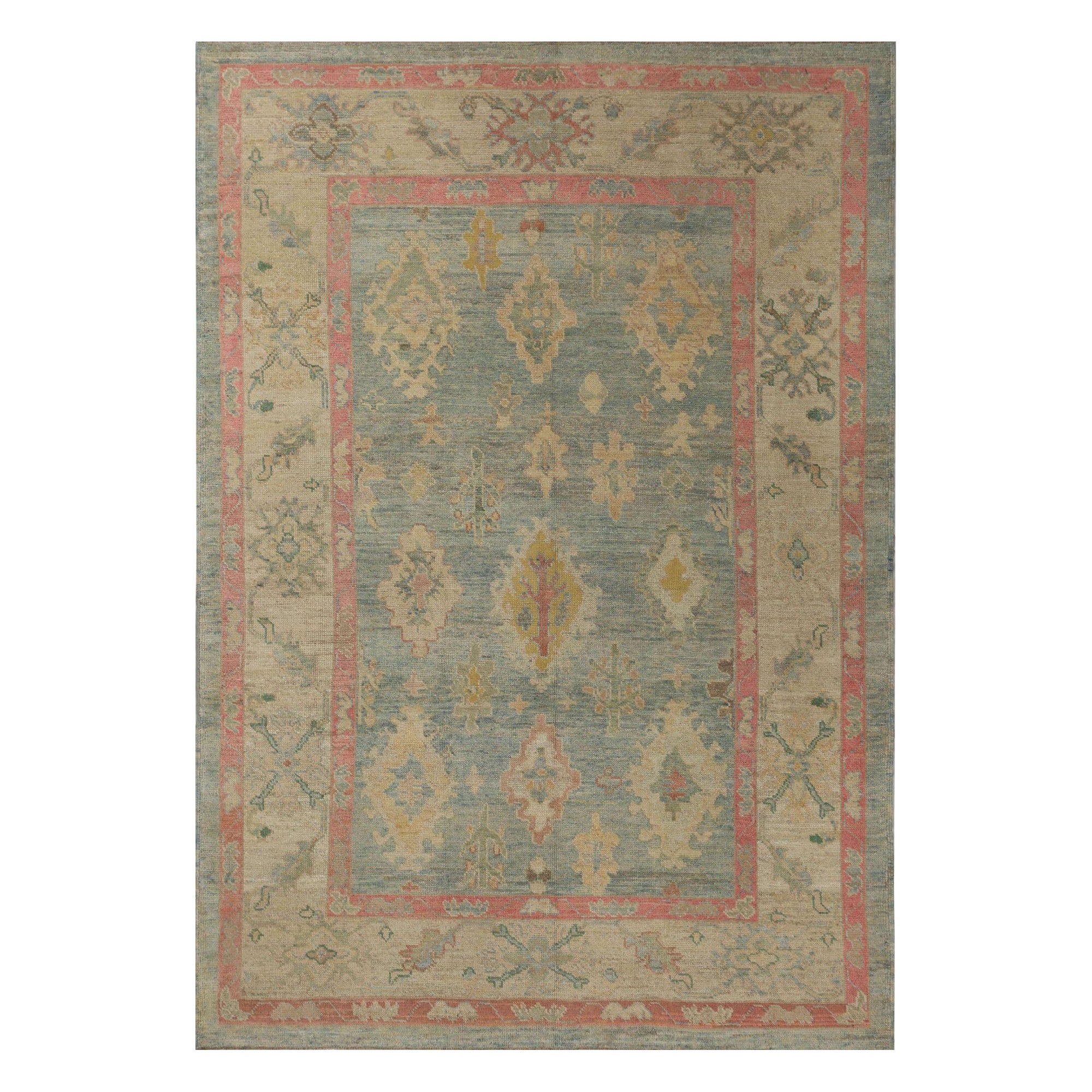 Afghanistan Oushak Area Rugs - Wool Blue Design - 95962