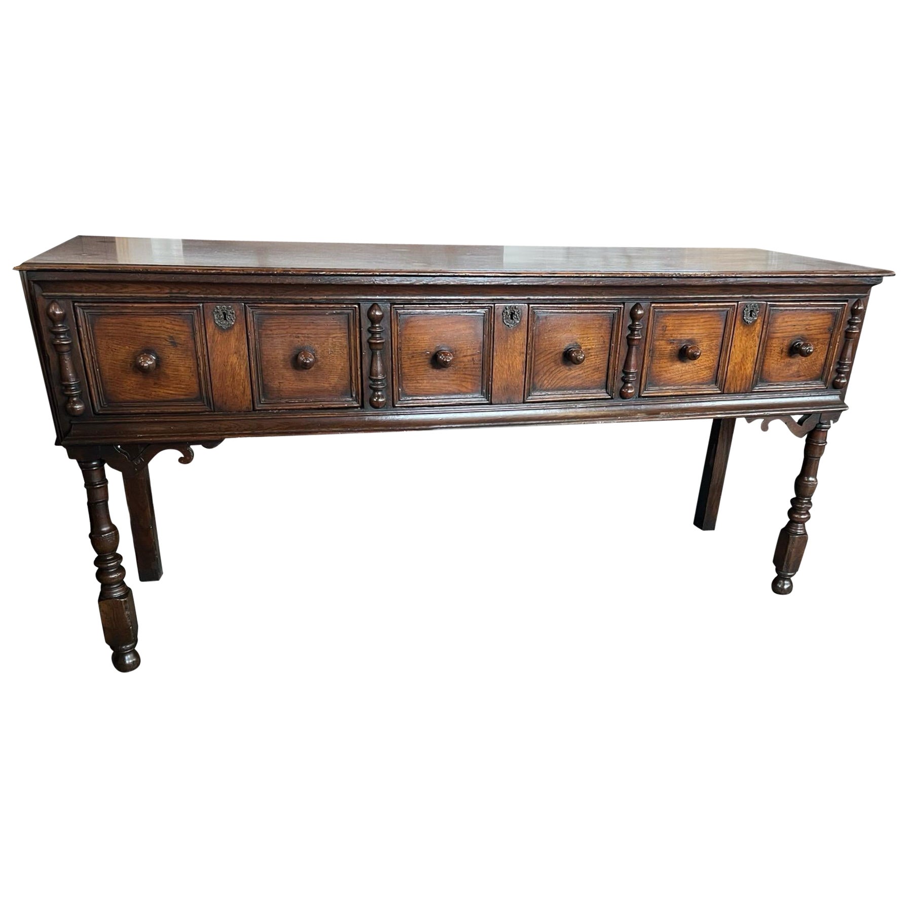 Jacobean Style Oak Dresser Base / Console Table