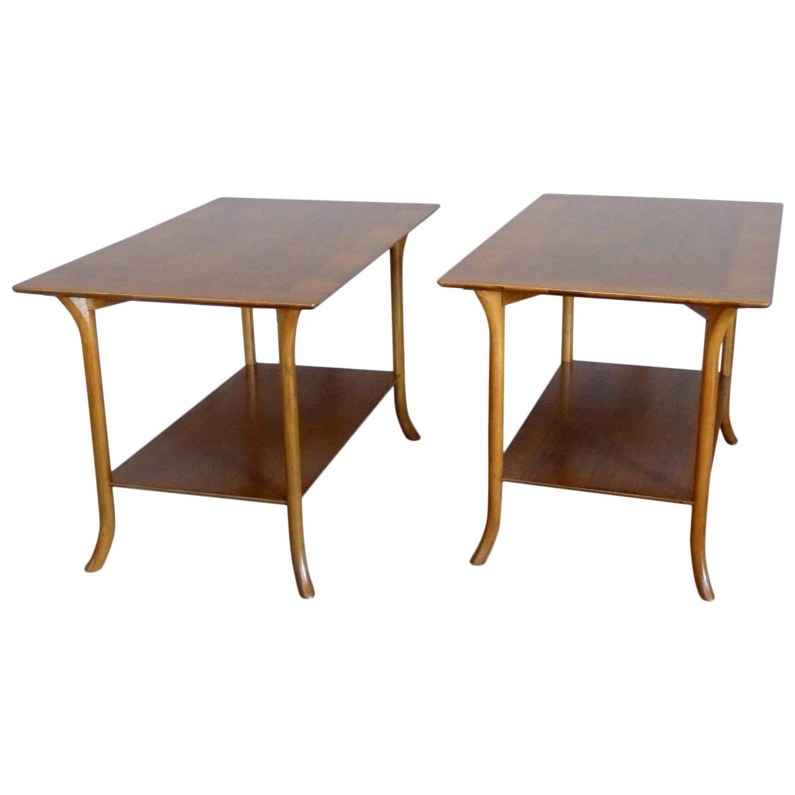 Pair of Walnut Robsjohn Gibbings Widdicomb Side Tables