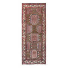 Persian Azerbaijan Small Rug - Wool Brown Green Pink Design - 96657