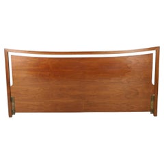Beautiful Mid-Century Walnut King Bed Headboard curved Design