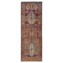Persian Azerbaijan Runner Rug - Wool Brown Orange Purpel - 96660