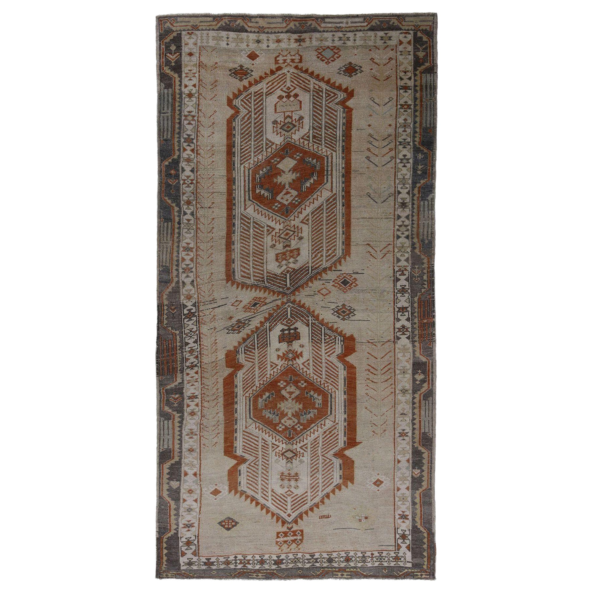 Persische Aserbaidschanische Teppiche - Wolle Elfenbein Orange Design - 96678