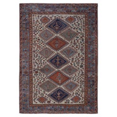 Tapis persans Kazak - Motif bleu ivoire en laine - 96679