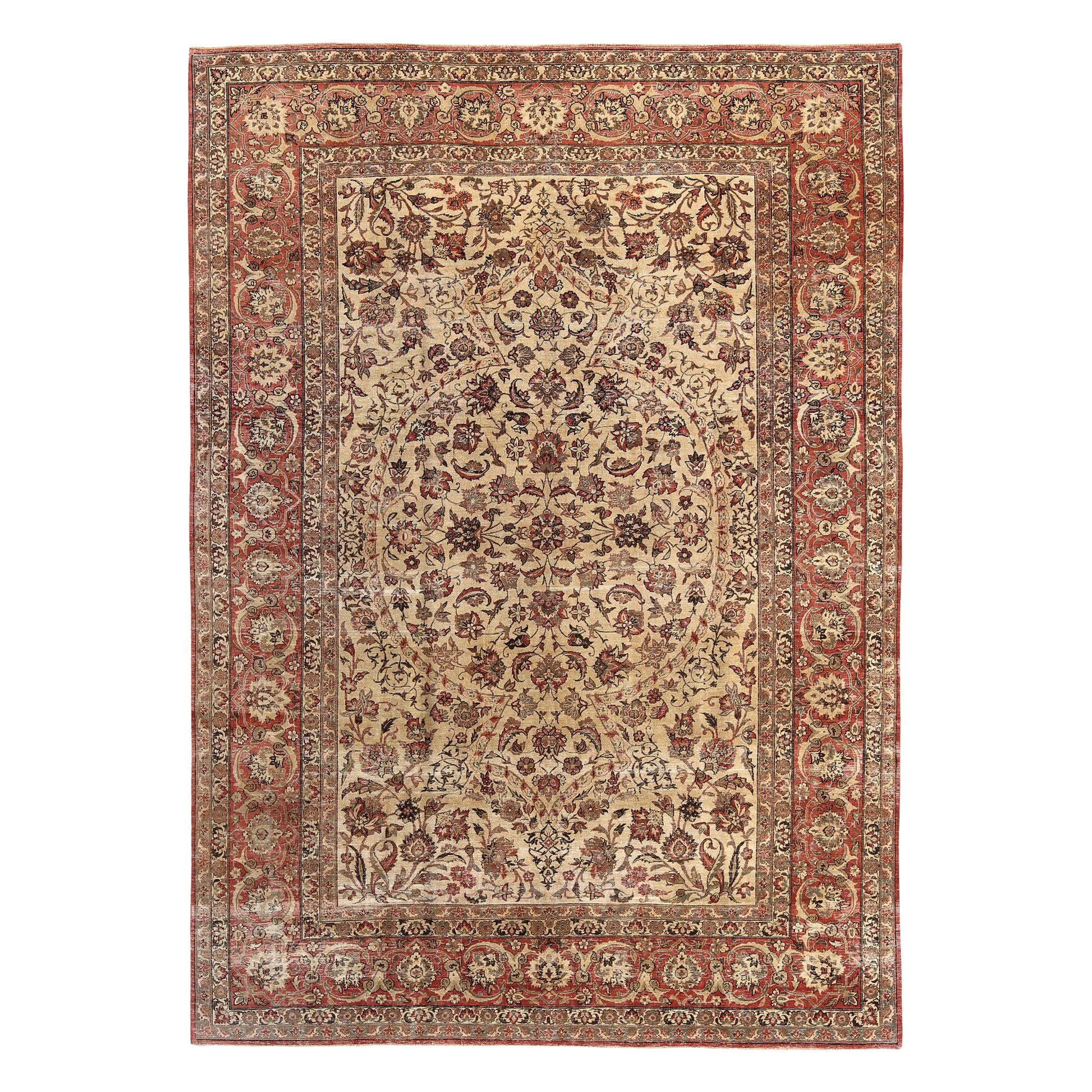 Persian Isfahan Area Rugs - Wool Ivory Design - 96707