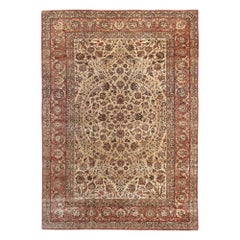 Tapis persans d'Ispahan - Design en laine ivoire - 96707