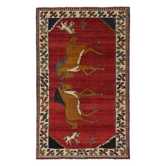 Persian Gabbeh Small Rug - Wool Red Design - 96719