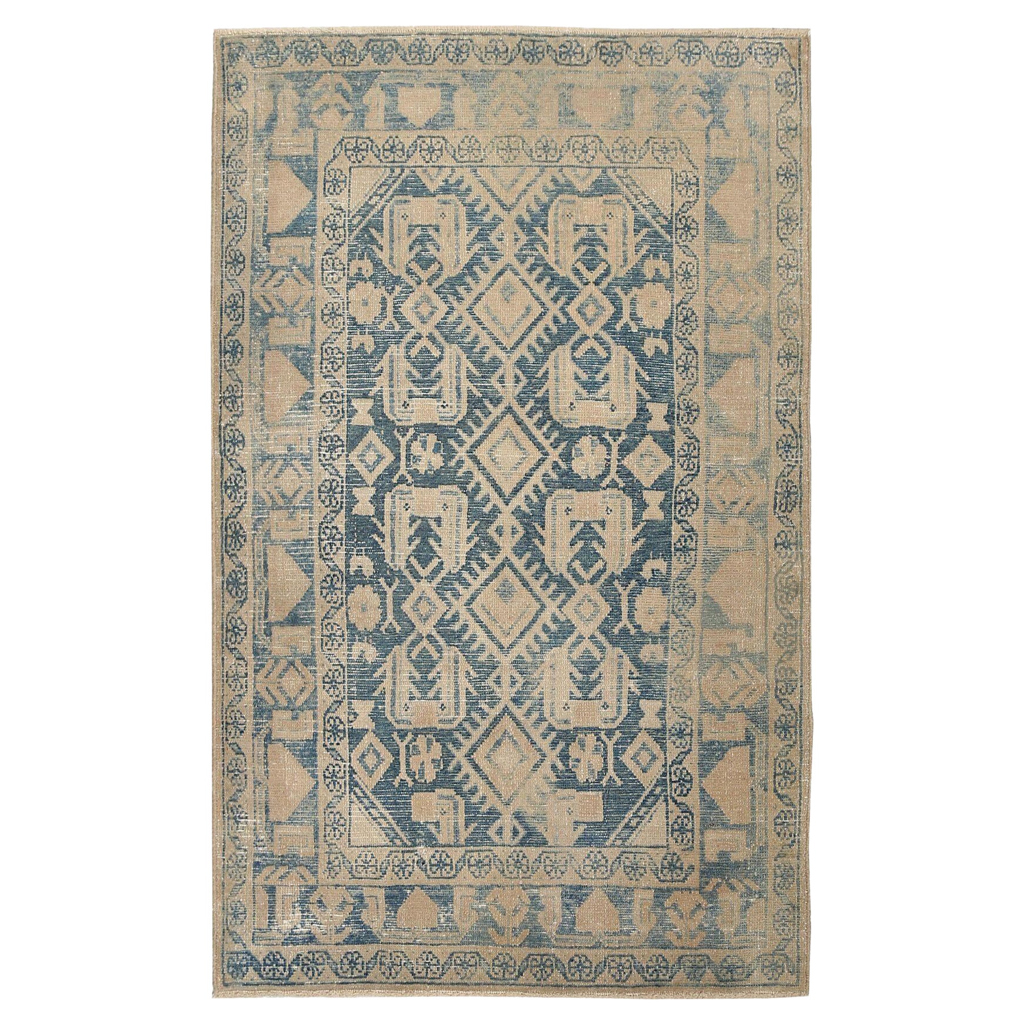 Tappeto persiano Hamadan Small - Disegno in lana blu avorio - 96723