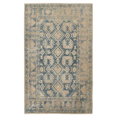 Persian Hamadan Small Rug - Wool Blue Ivory Design - 96723