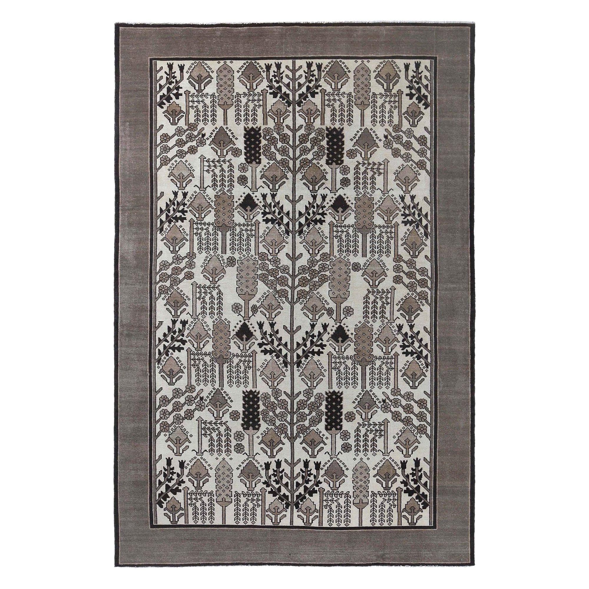 Persian Bakhtiari Area Rugs - Wool Brown Ivory Design - 96672