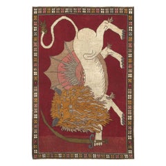 Tappeto persiano Gabbeh Small Design in lana rossa - 96727