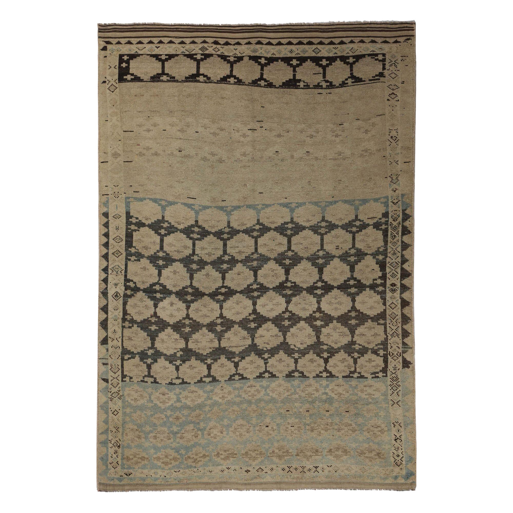 Persischer Shiraz Small Teppich - Wolle Blau Braun Elfenbein Design - 96729