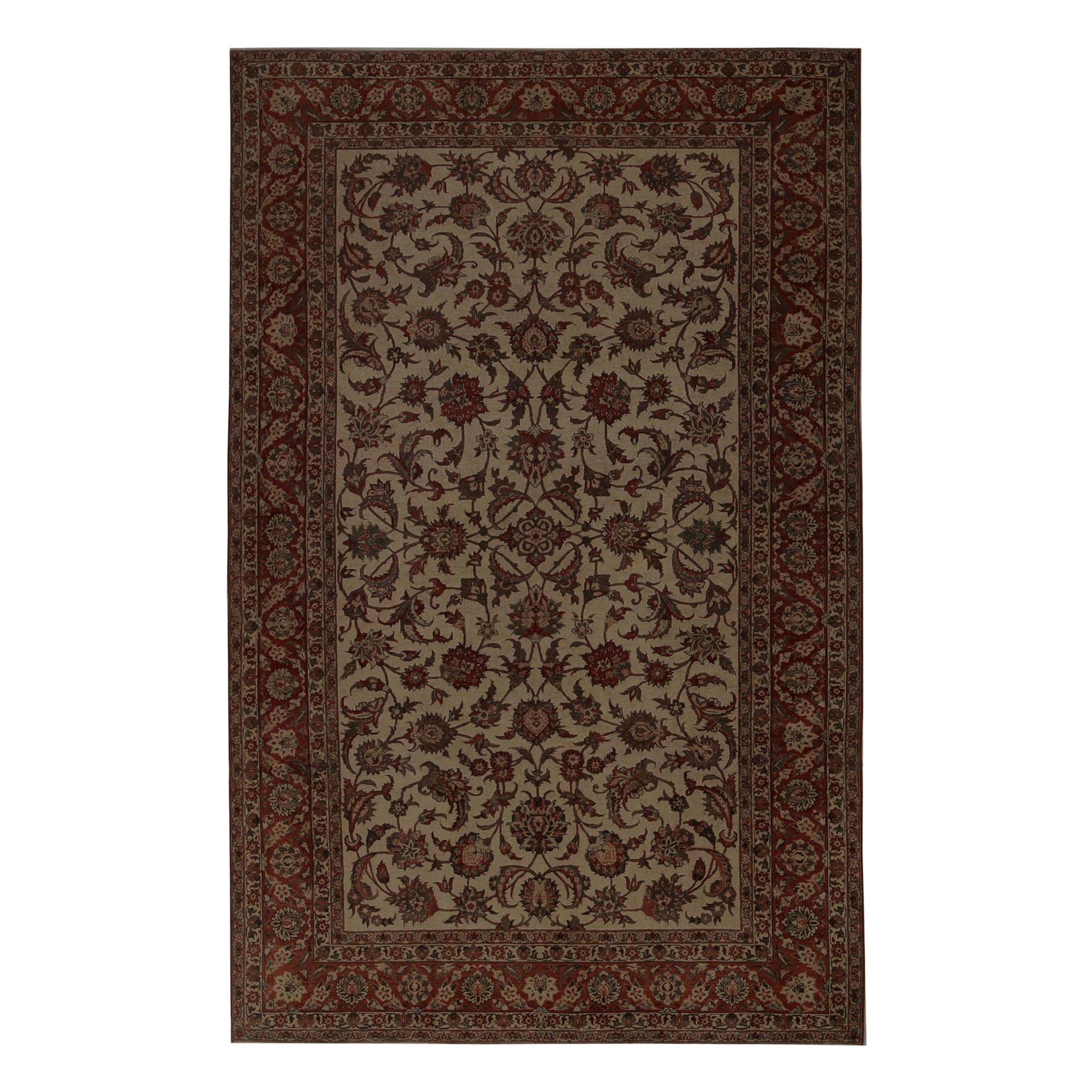 Persian Isfahan Area Rugs - Wool Ivory Red Design - 96744