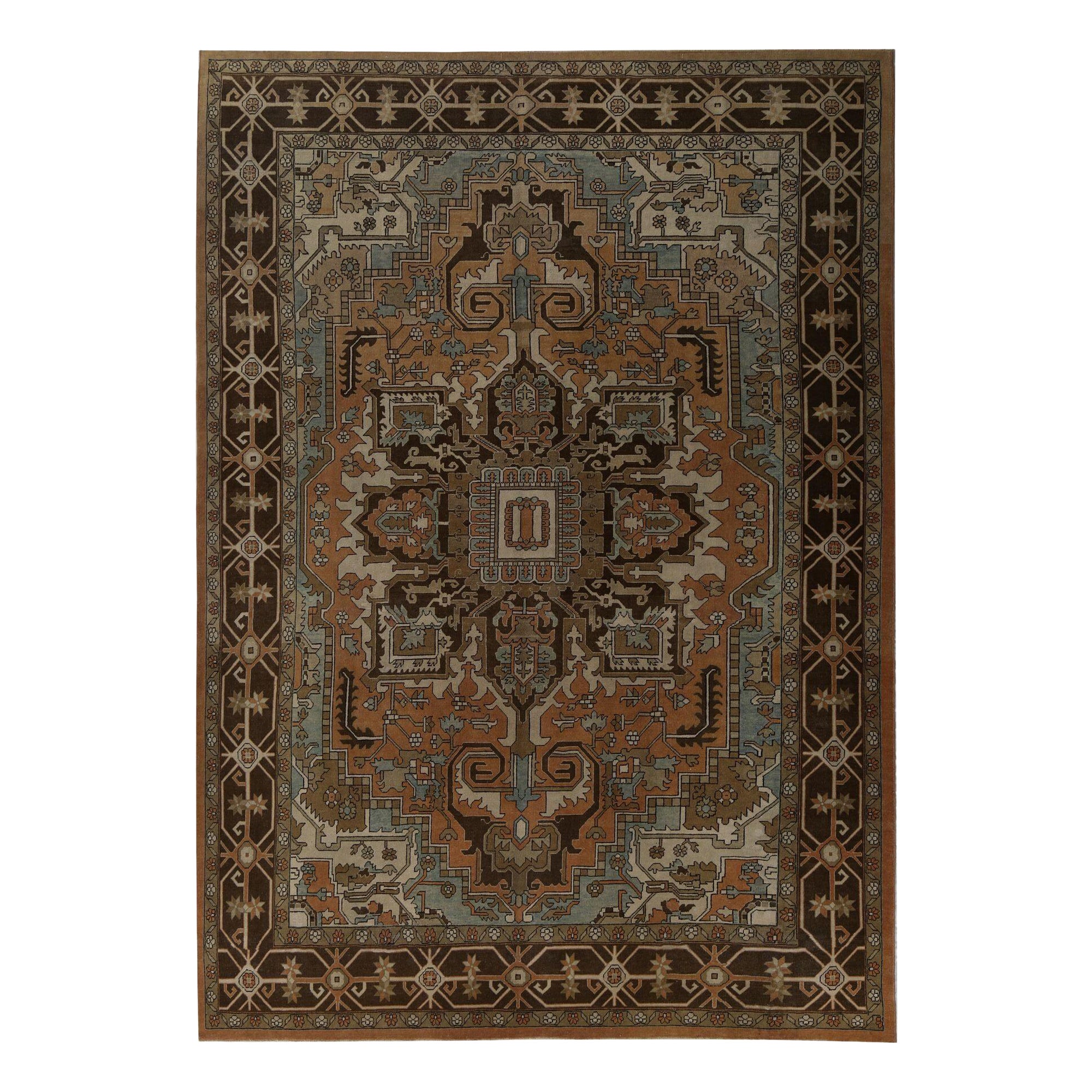 Tappeti persiani Heriz - Lana Blu Marrone Avorio Rosso Design - 96745