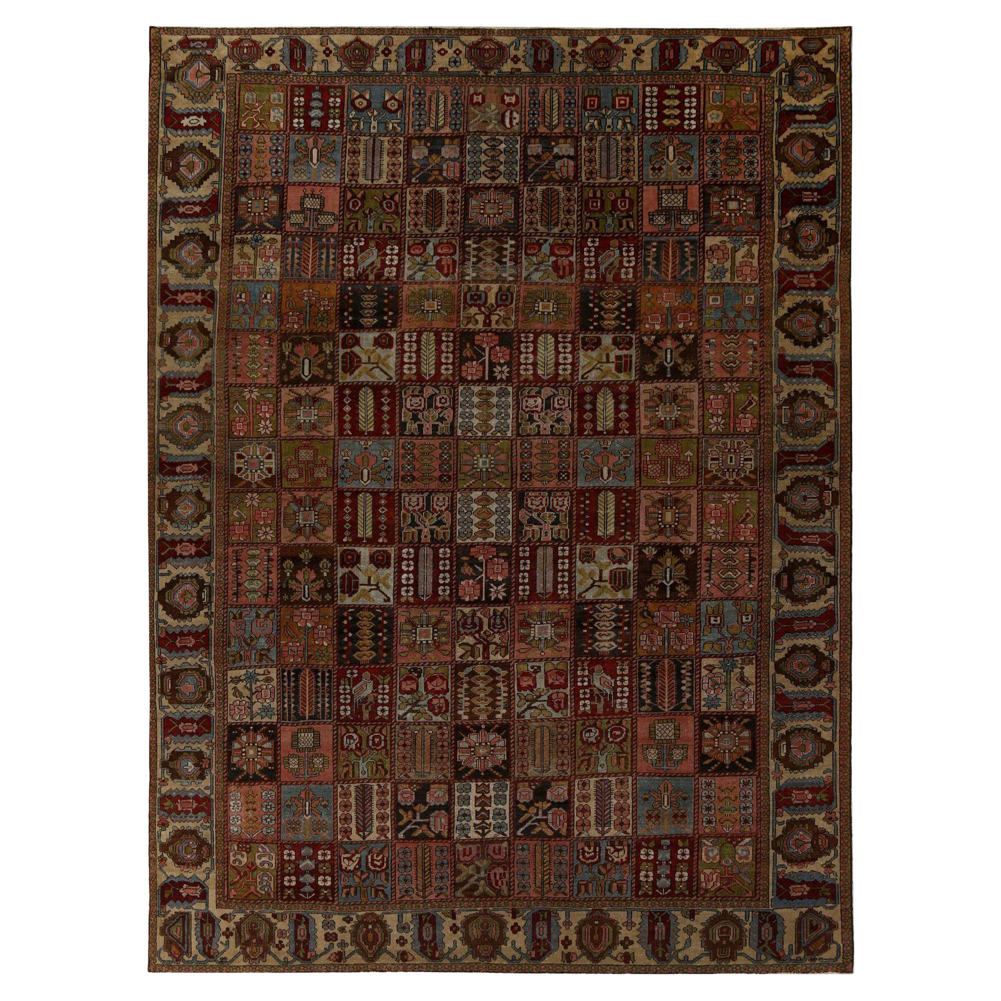 Persische Bakhtiari-Teppiche - Wolle Blau Grün Rot Design - 96747