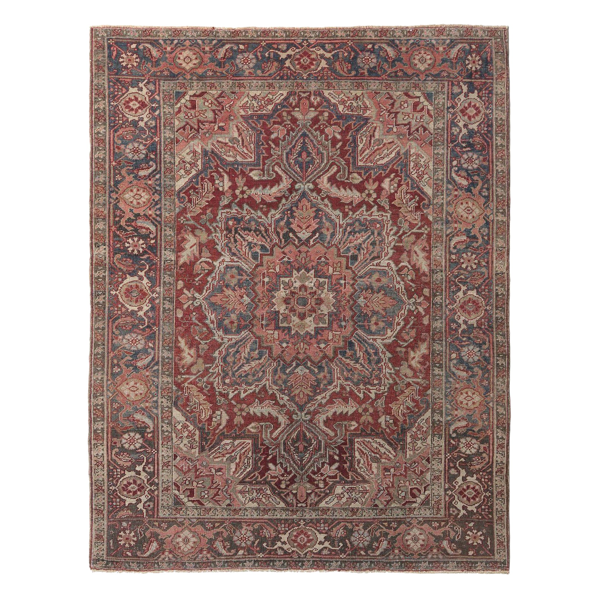 Persischer Heriz Kleiner Teppich - Wolle Rot Design - 96694
