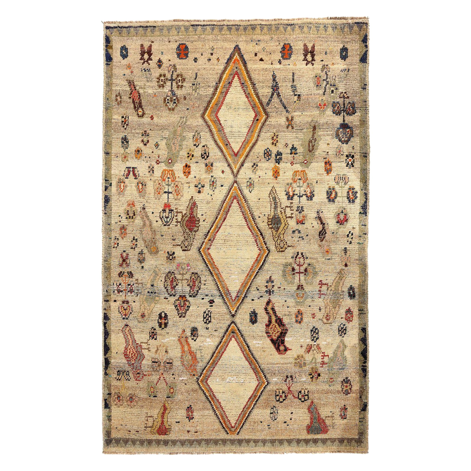 Persischer Gabbeh Small Teppich - Wolle Elfenbein Design - 96710