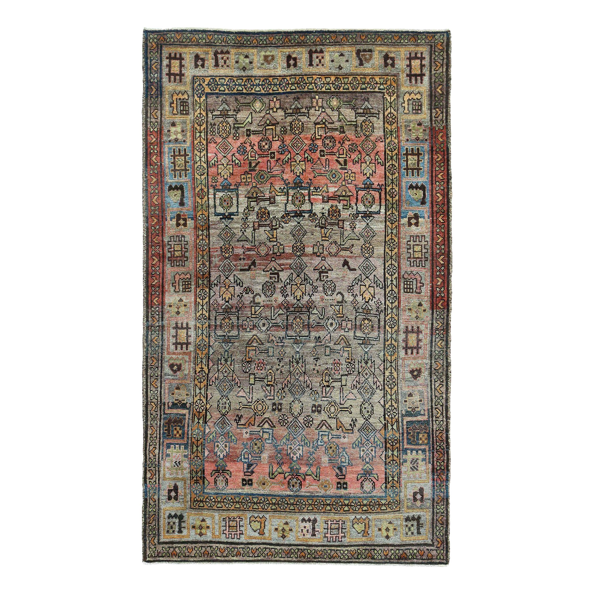 Persischer Bijar Kleiner Teppich - Wolle Elfenbeinrosa Design - 96768