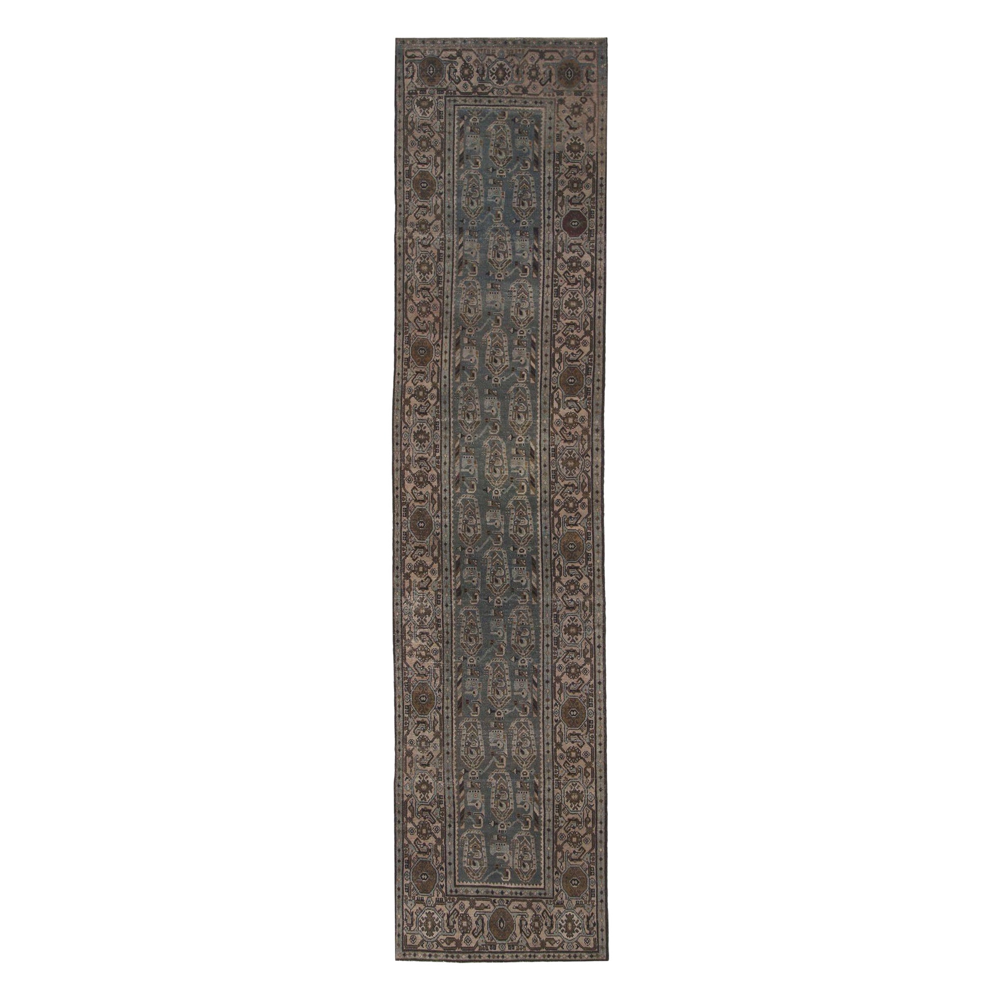 Persischer Malayer Läufer Teppich - Wolle Brown Gray Design - 96715