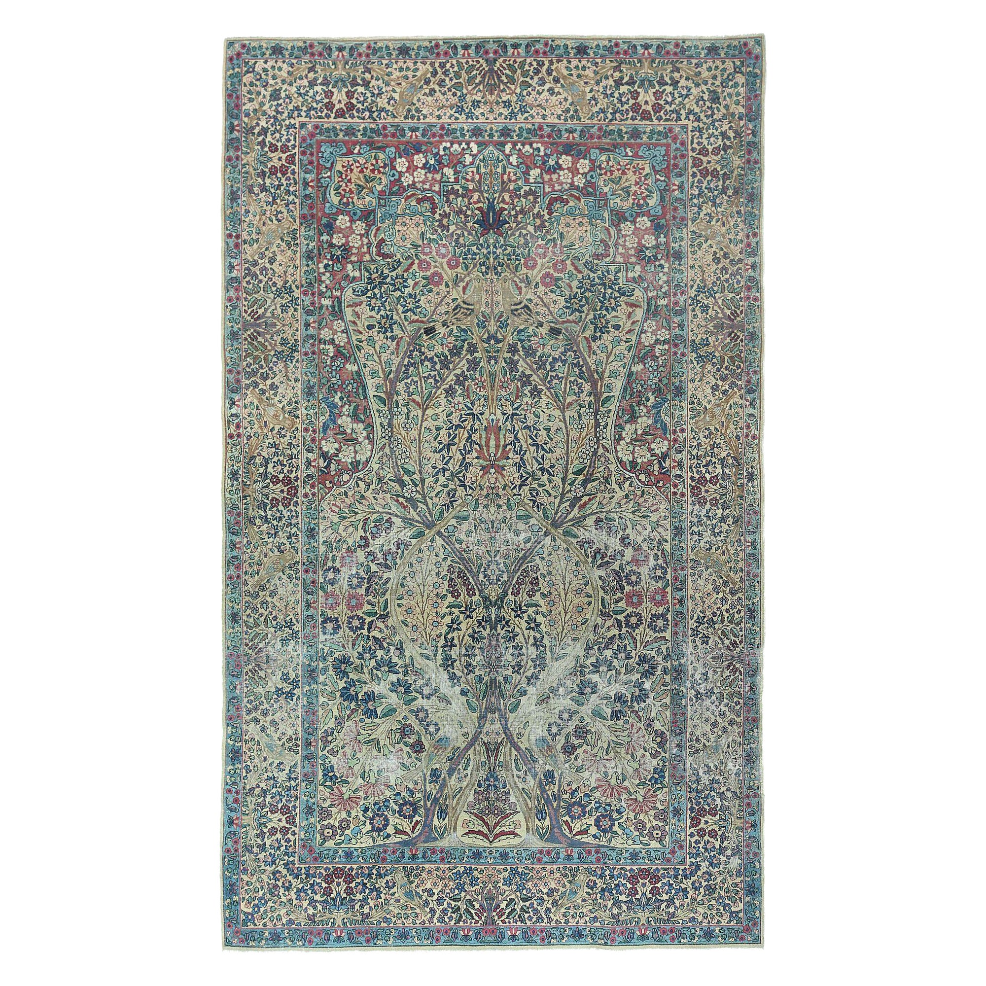 Petit tapis persan Kerman - Design en laine ivoire - 96772