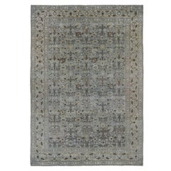 Tapis de Tabriz en laine ivoire bleu clair motif persan - 96790