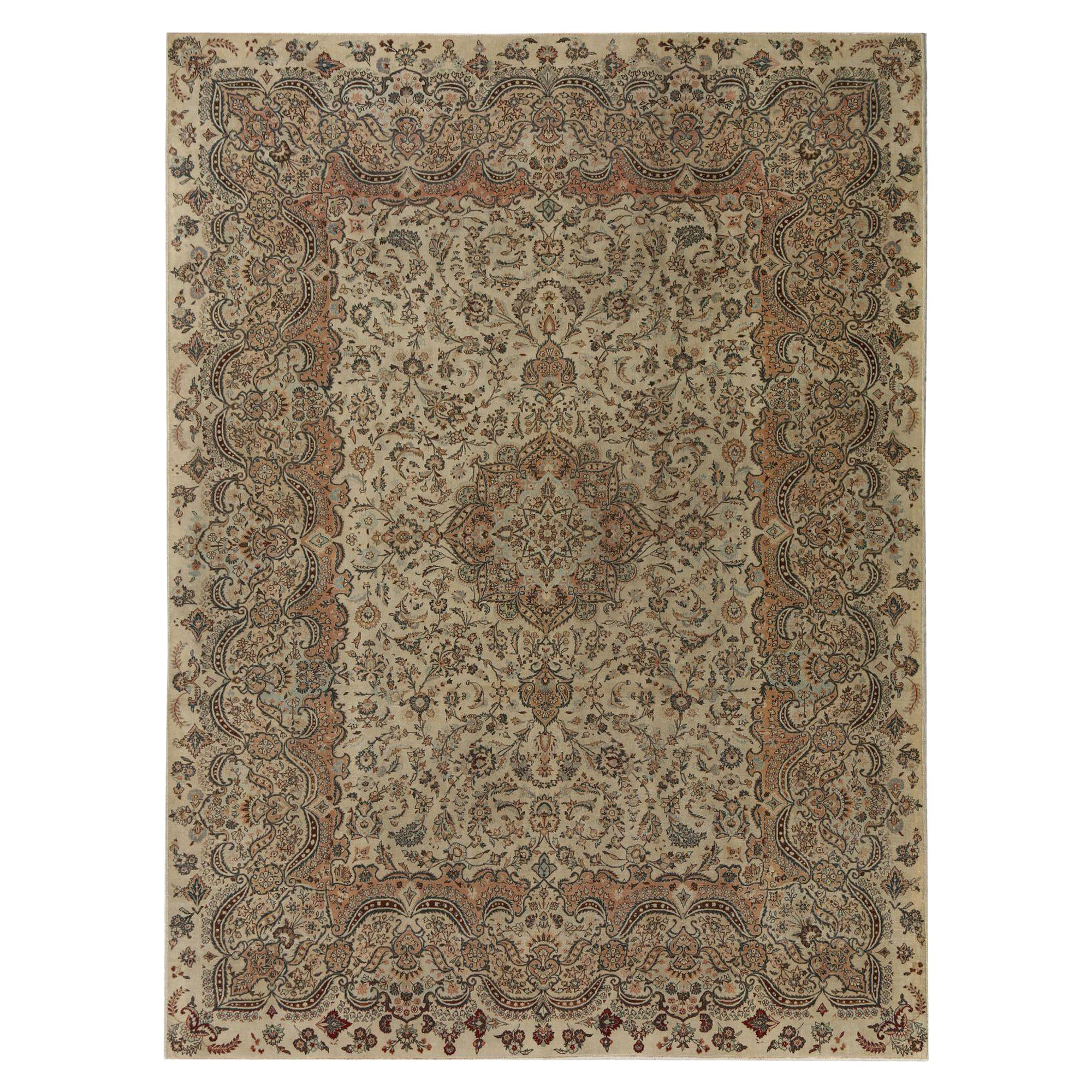 Persian Kashan Area Rugs - Wool Ivory Design - 96737
