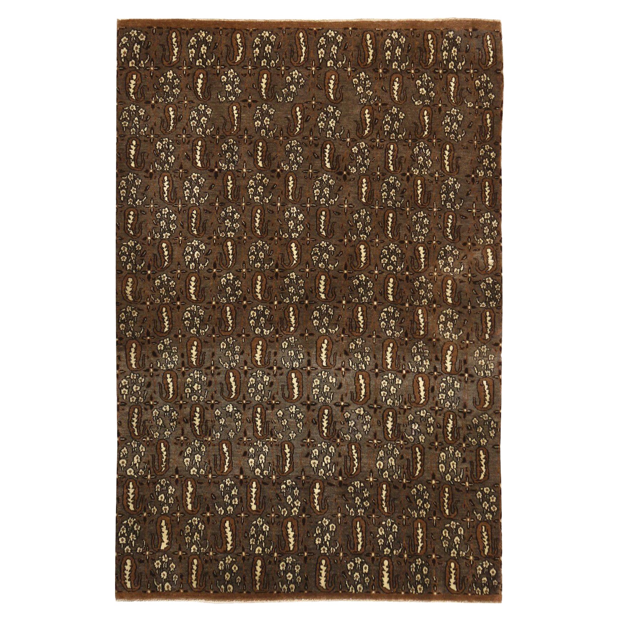Persischer Isfahan Small Teppich - Wolle Brown Design - 96738 im Angebot