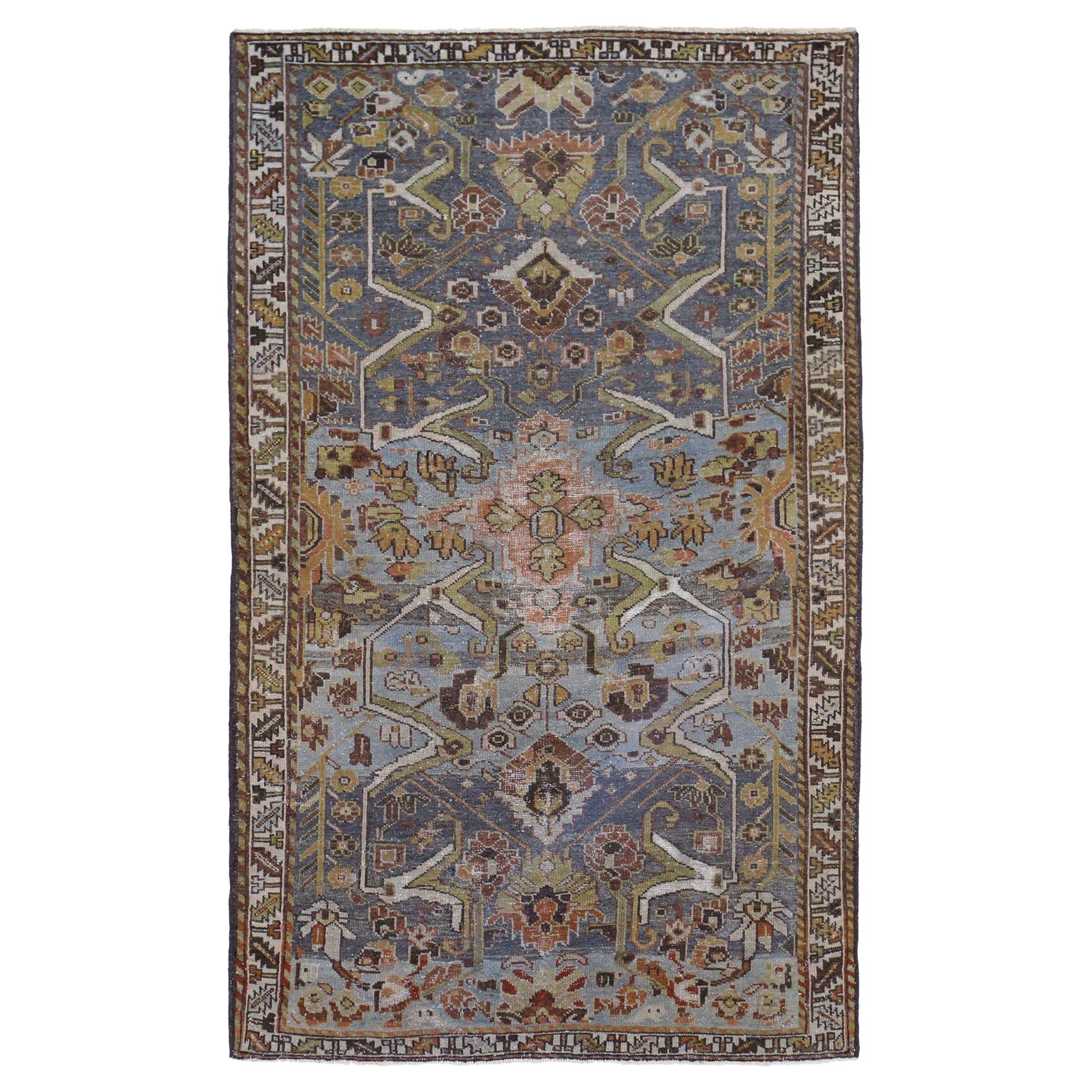 Persischer Bakhtiari Kleiner Teppich - Wolle Blau Grün Design - 96793