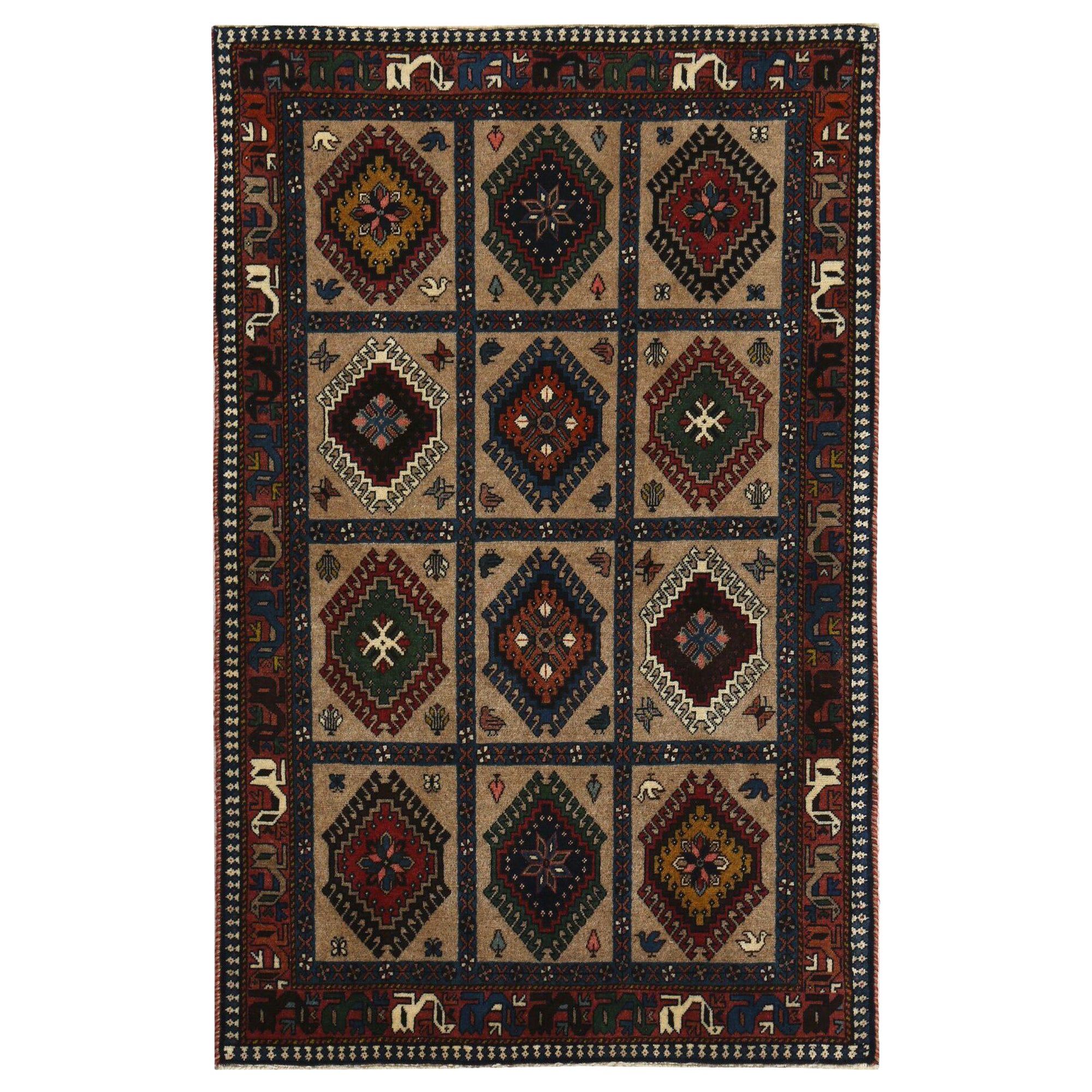 Tappeto persiano Shiraz Small Design - Lana Marrone Taupe - 96739