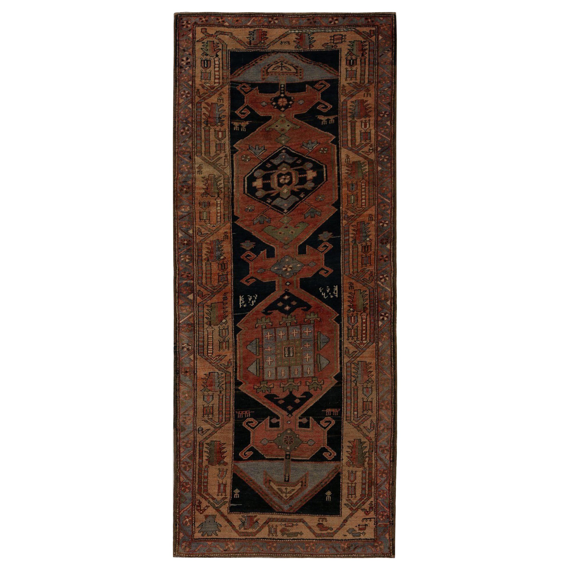 Persischer Bijar-Läufer - Wolle Schwarz Rot Design - 96754