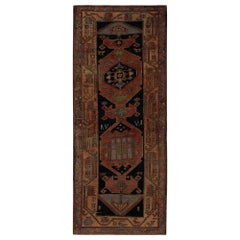 Persian Bijar Runner Rug - Wool Black Red Design - 96754