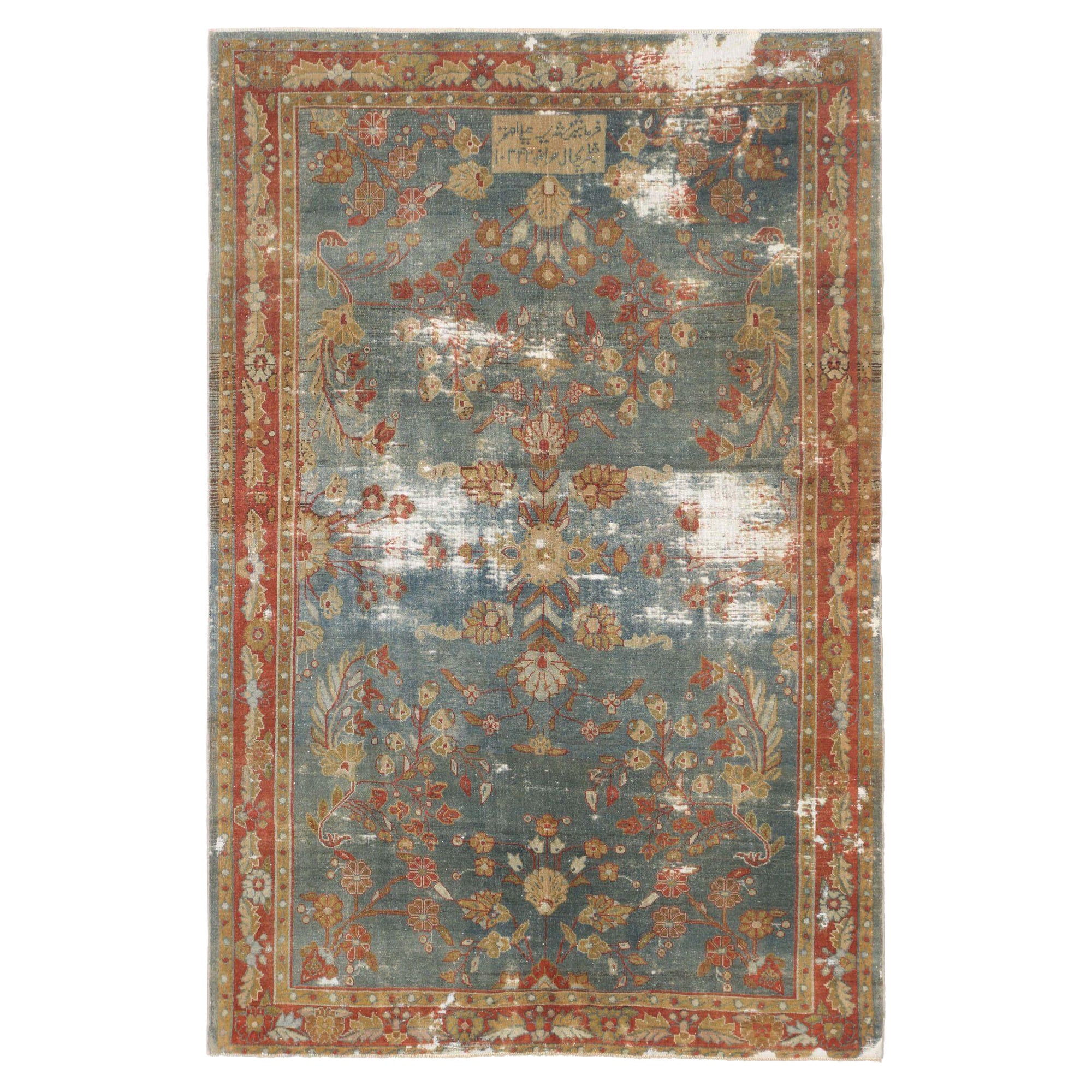 Persian Farahan Small Rug - Wool Blue Design - 96813