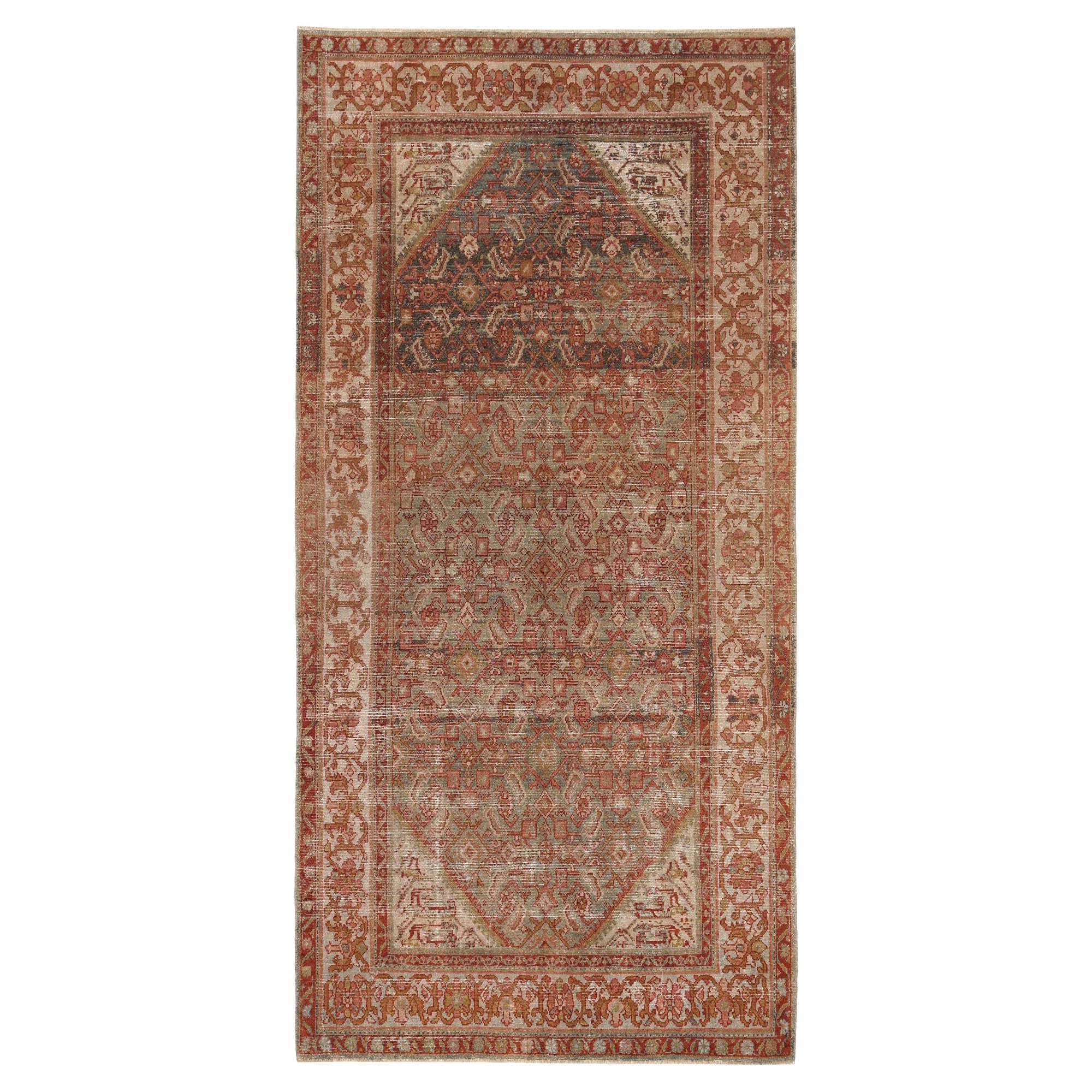 Persische Malayer-Teppiche – Wolle in Grün, Elfenbein, Design – 96814