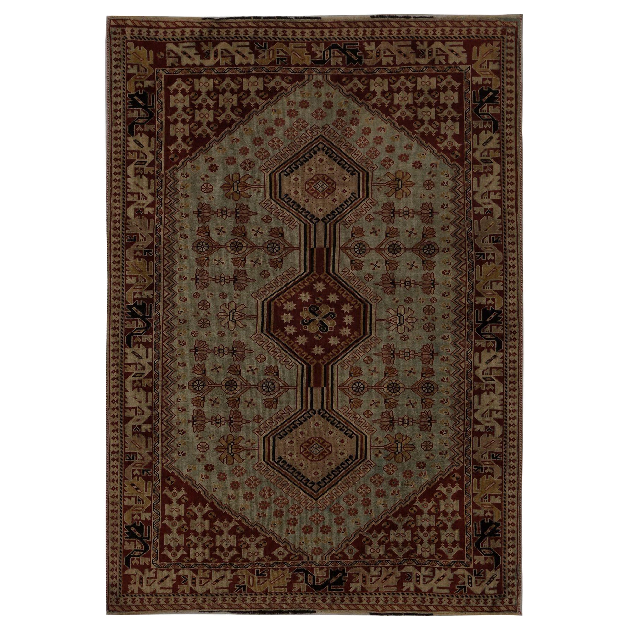 Alfombra Persa Shiraz Small - Lana Light Blue Red Design - 96759