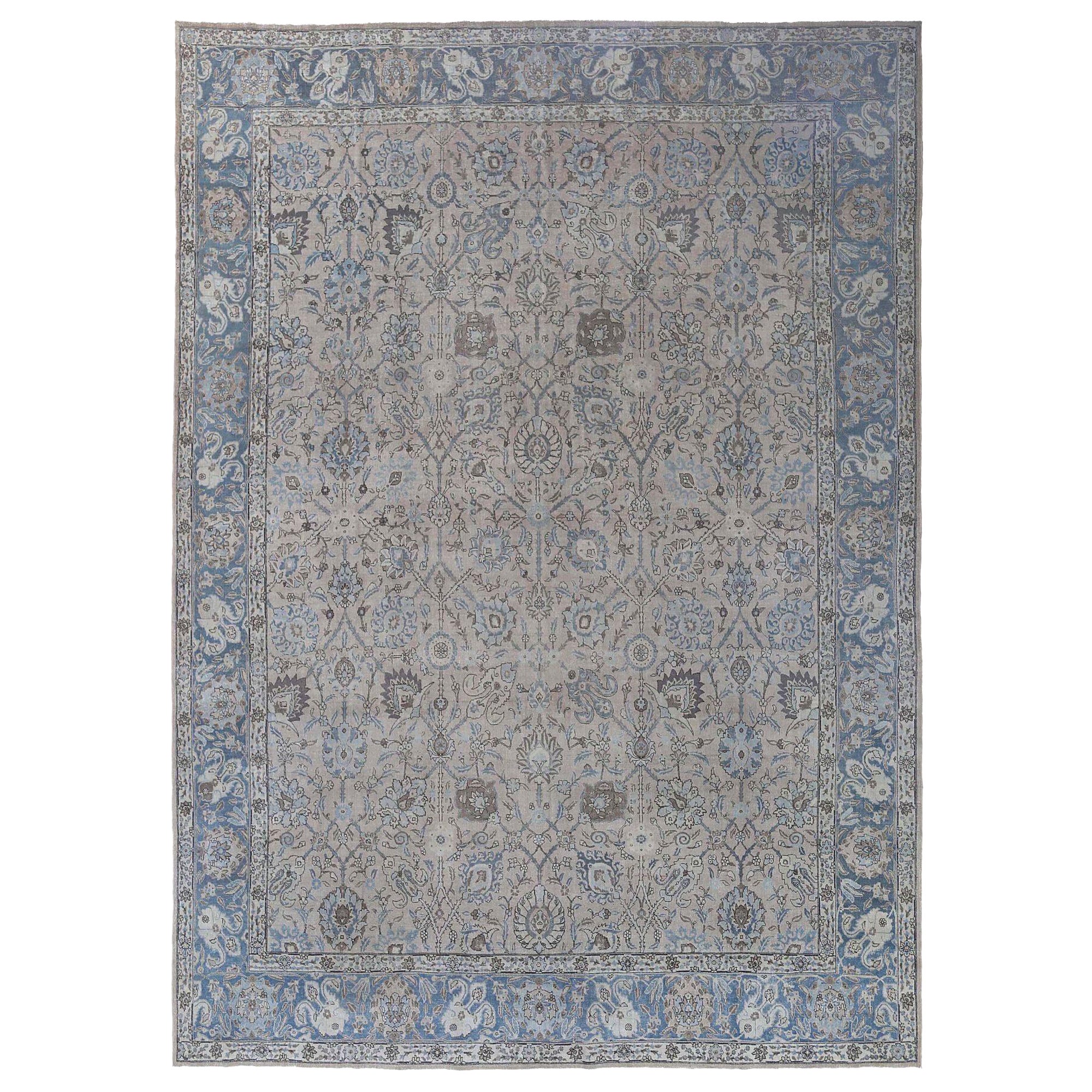 Persische Tabriz über Größe Teppich - Wolle Elfenbein Design - 96777