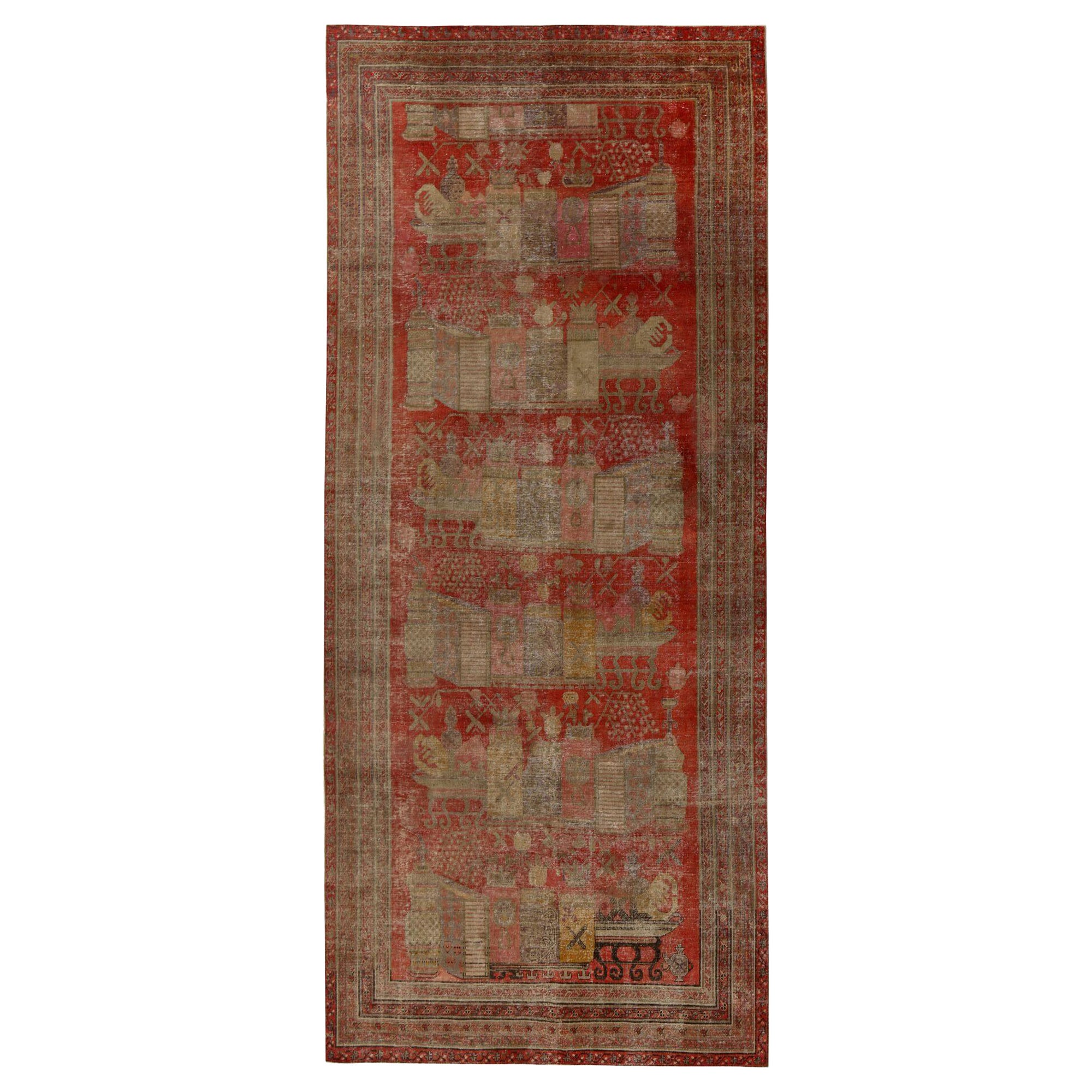 Alfombras Persas Khotan - Lana Diseño Marfil Rosa Rojo - 96828
