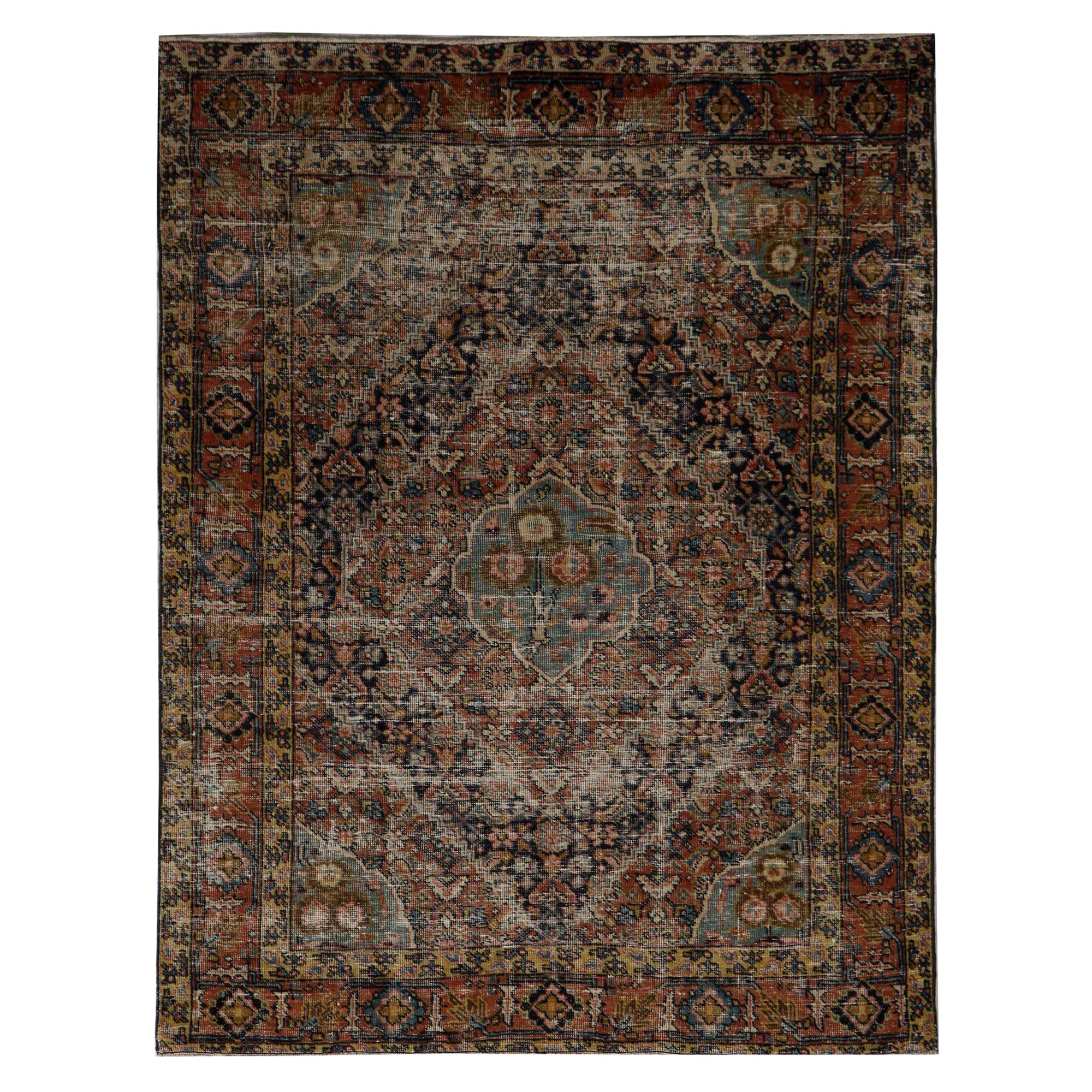 Petit tapis persan Tabriz - Motif rouge en laine - 96831