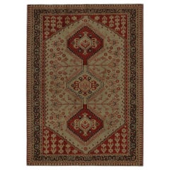 Tapis persans Shiraz - Laine ivoire rouge motif - 96832