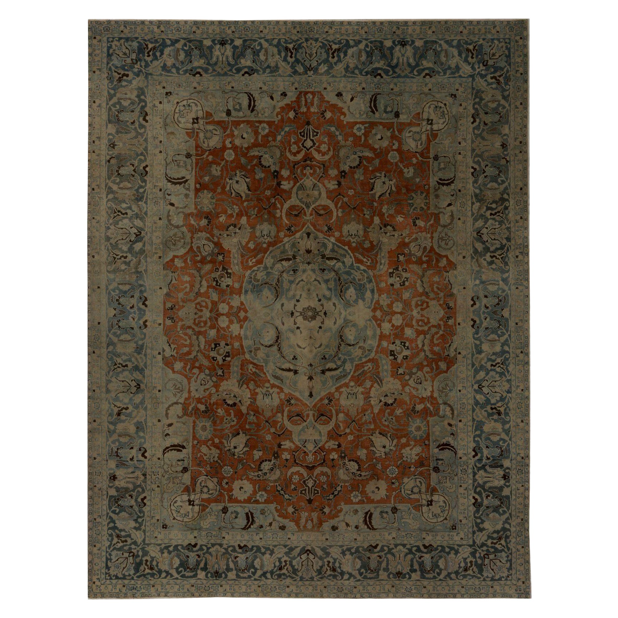 Persische Täbris-Teppiche - Wolle Blau Rot Design - 96833