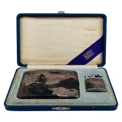 Antiguo Encendedor y Pitillera caja original Tokio, Japón OKUBO Sterling 950