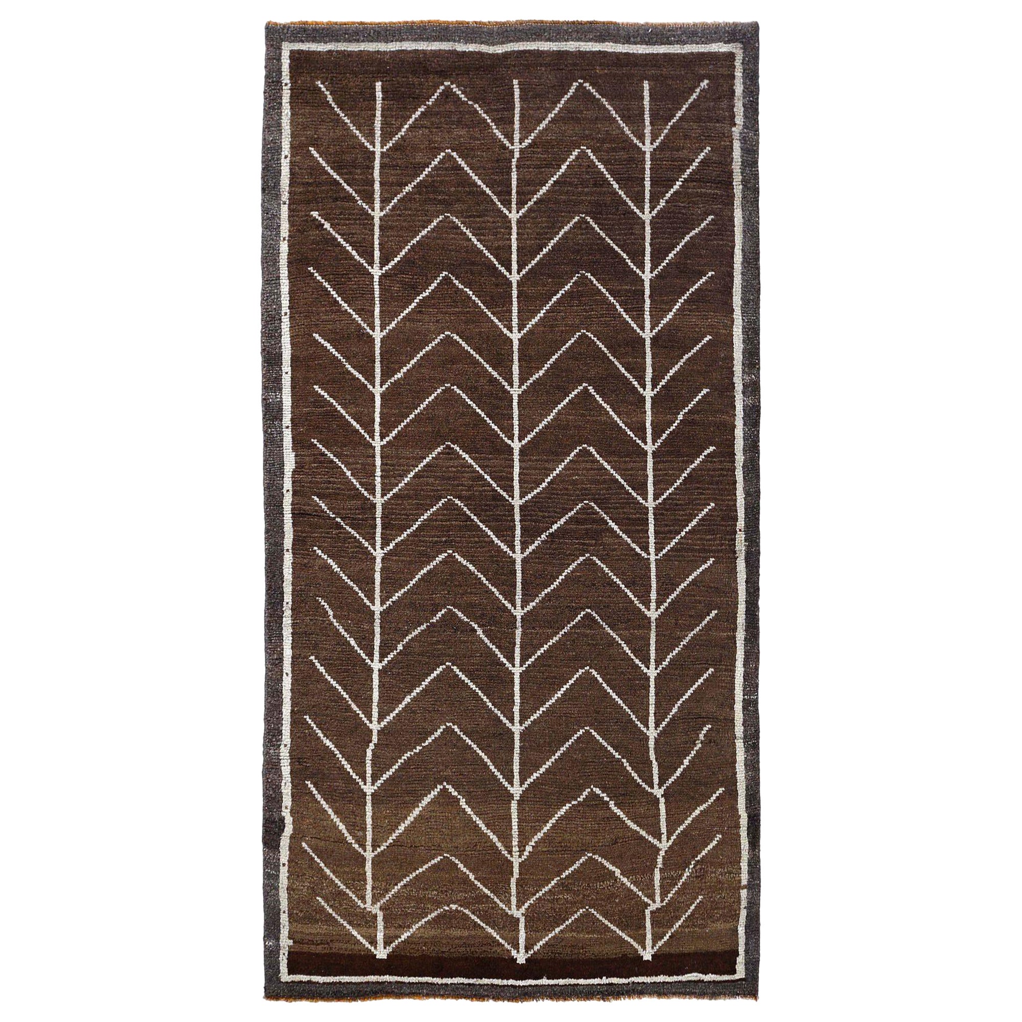 Persischer Gabbeh Small Teppich - Wolle Braun Elfenbein Design - 96784