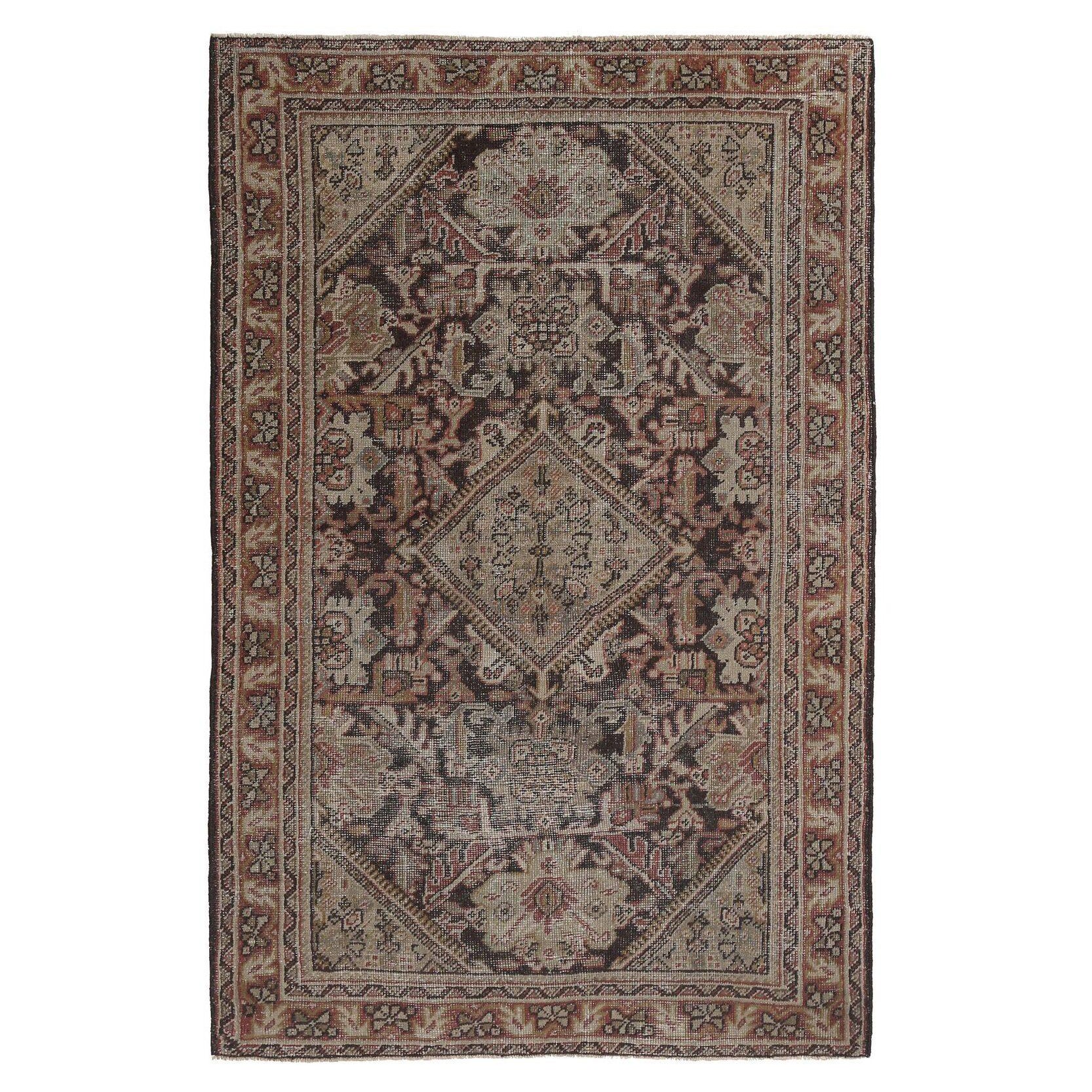 Tappeto Persiano Mahal Small - Lana Marrone Avorio Rosso Design - 96797