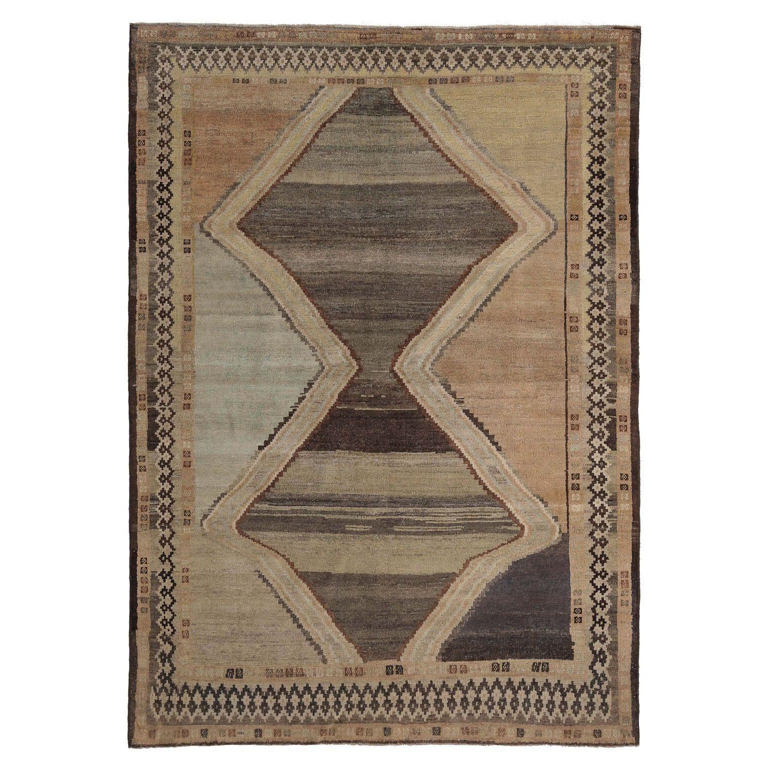 Persischer Gabbeh Small Teppich - Wolle Braun Elfenbein Design - 96798