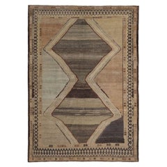 Persian Gabbeh Small Rug - Wool Brown Ivory Design - 96798
