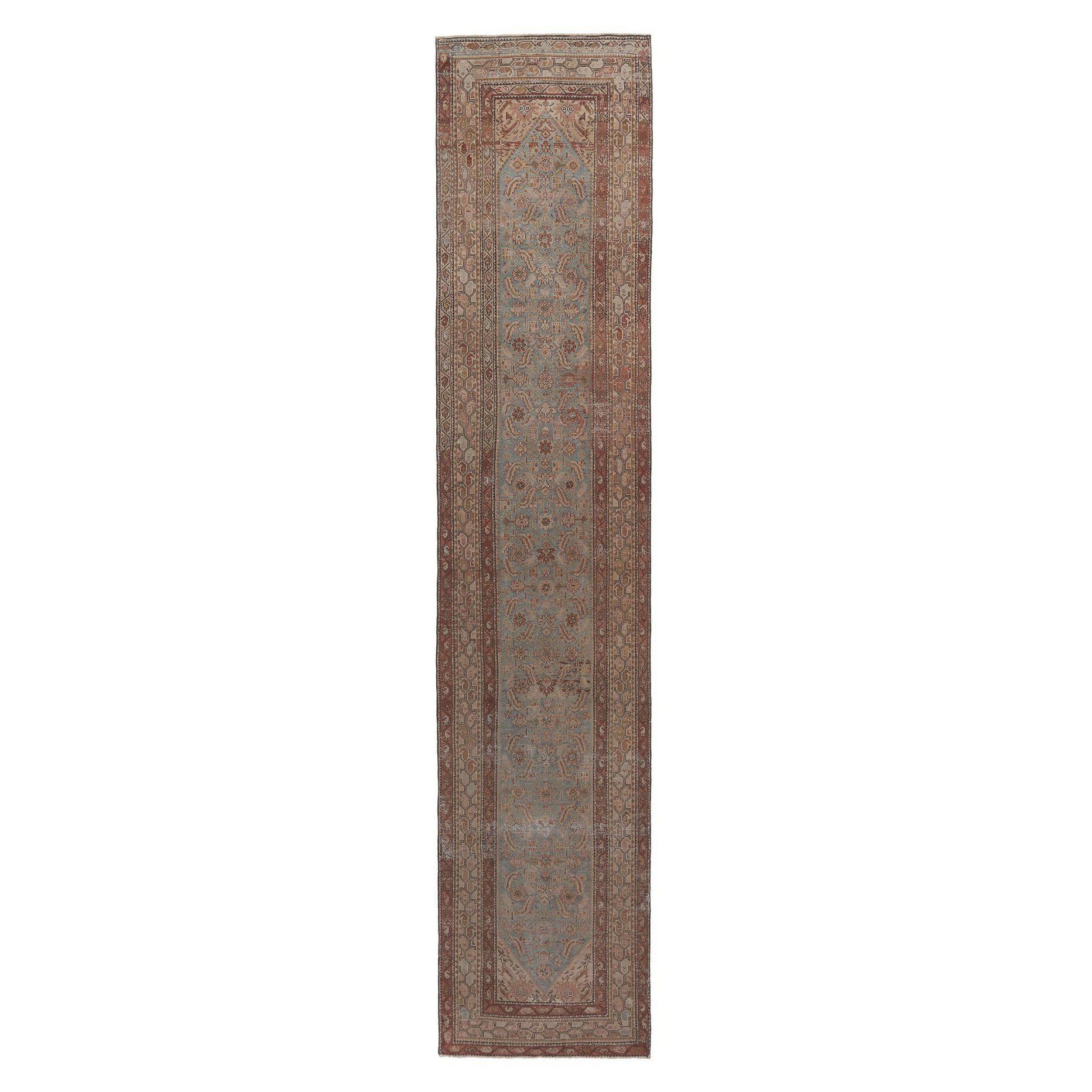 Tappeto persiano Malayer Runner - Disegno in lana blu avorio - 96799
